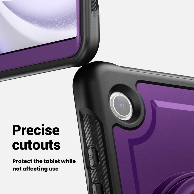 For Samsung Galaxy Tab A11 / A9 Honeycomb Hybrid Tablet Case with Handle Holder & Strap(Purple) by bashfashion