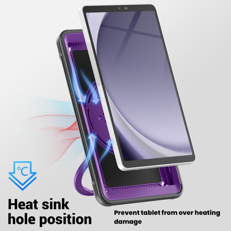 For Samsung Galaxy Tab A11 / A9 Honeycomb Hybrid Tablet Case with Handle Holder & Strap(Purple) by bashfashion