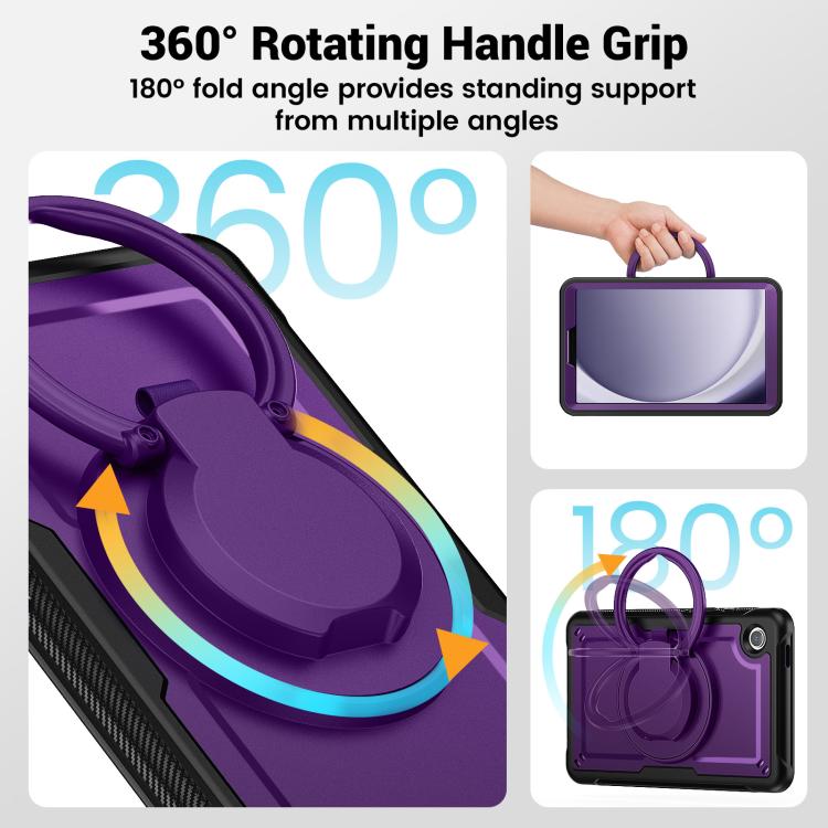 For Samsung Galaxy Tab A11 / A9 Honeycomb Hybrid Tablet Case with Handle Holder & Strap(Purple) by bashfashion