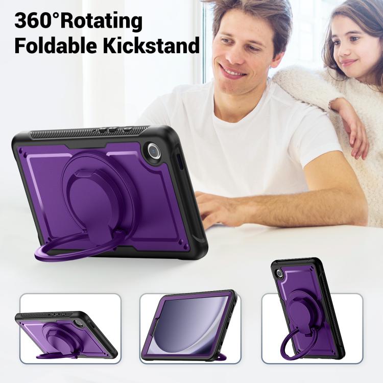 For Samsung Galaxy Tab A11 / A9 Honeycomb Hybrid Tablet Case with Handle Holder & Strap(Purple) by bashfashion