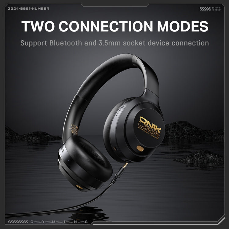 ONIKUMA GT811 Head-mounted Dual Noise Reduction Wireless Bluetooth Earphone(Black) by ONIKUMA
