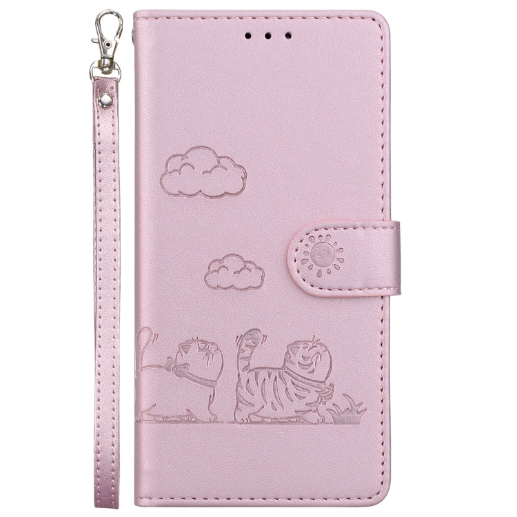 For iPhone 16e Cute Cats RFID Leather Phone Case(Rose Gold) by bashfashion