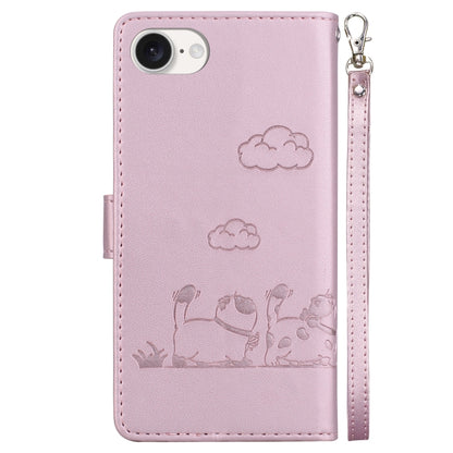 For iPhone 16e Cute Cats RFID Leather Phone Case(Rose Gold) by bashfashion