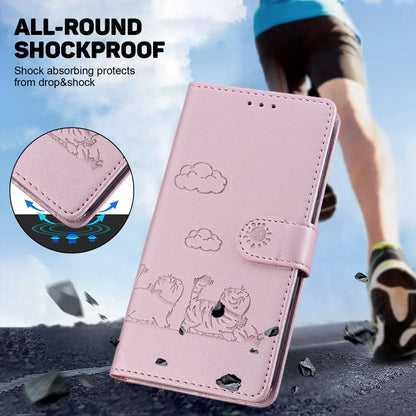 For iPhone 16e Cute Cats RFID Leather Phone Case(Rose Gold) by bashfashion