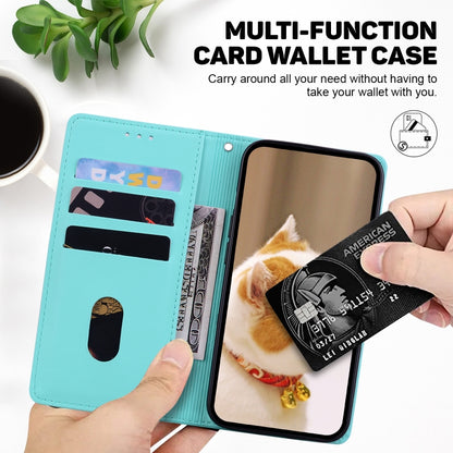 For iPhone 16e Cute Cats RFID Leather Phone Case(Green) by bashfashion