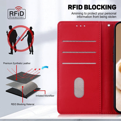 For iPhone 16e Cute Cats RFID Leather Phone Case(Red) by bashfashion