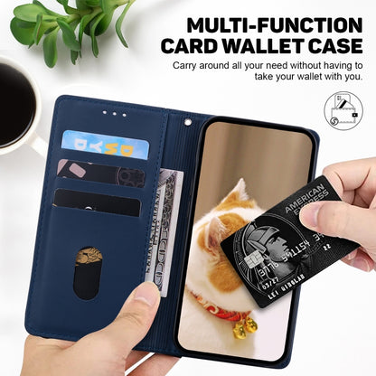 For iPhone 16e Cute Cats RFID Leather Phone Case(Blue) by bashfashion