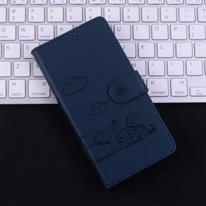For iPhone 16e Cute Cats RFID Leather Phone Case(Blue) by bashfashion