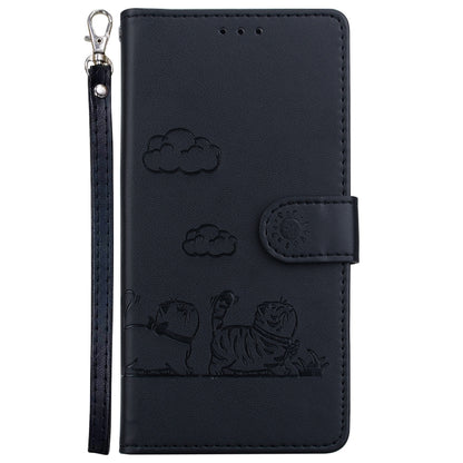For iPhone 16e Cute Cats RFID Leather Phone Case(Black) by bashfashion
