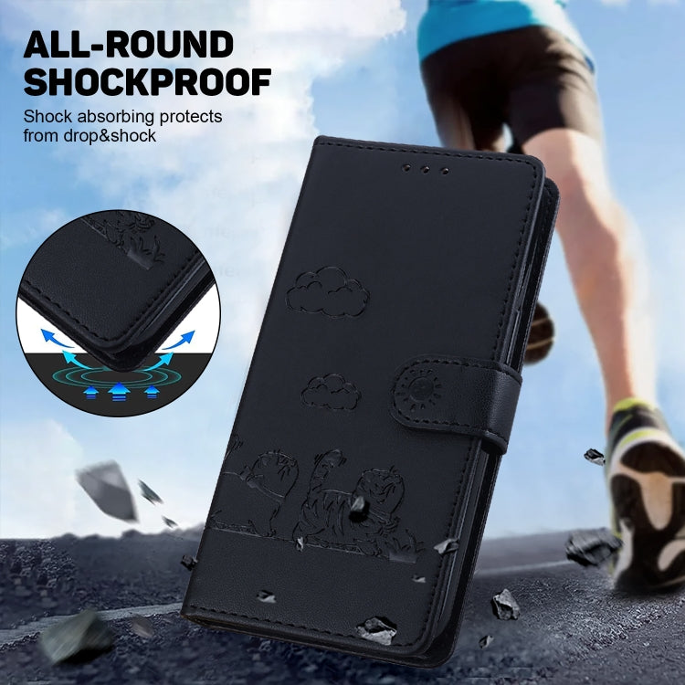 For iPhone 16e Cute Cats RFID Leather Phone Case(Black) by bashfashion