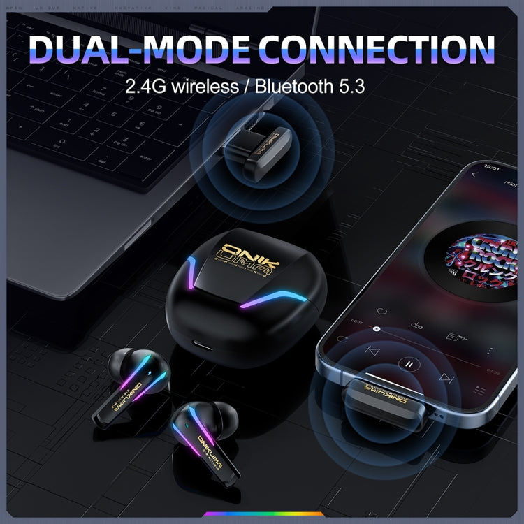 ONIKUMA T27 Dual Mode Cool Wireless Bluetooth Earphone(Black) by ONIKUMA