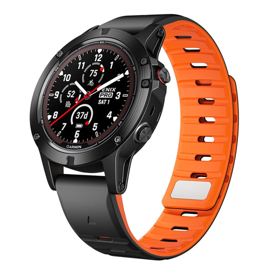 For Garmin 26mm Magnetic Quick Release Silicone Watch Band(Black Orange) by bashfashion