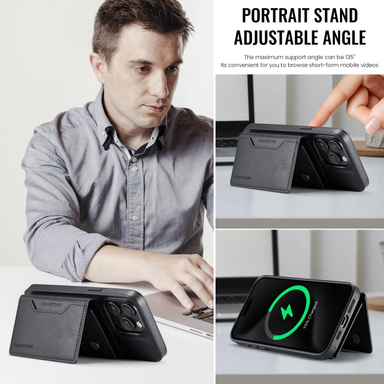 For iPhone 15 Pro Max MAGKING K2 Series MagSafe RFID Card Bag Detachable Phone Case(Black) by MAGKING