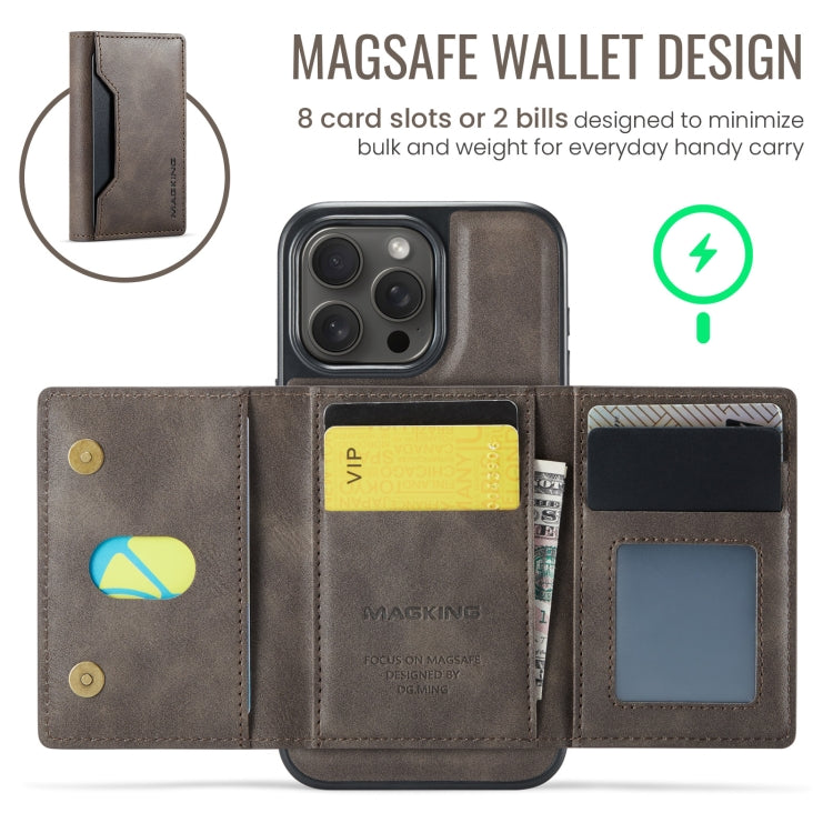 For iPhone 15 Pro Max MAGKING K2 Series MagSafe RFID Card Bag Detachable Phone Case(Coffee) by MAGKING