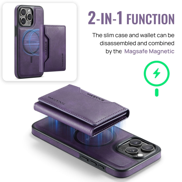 For iPhone 15 Pro Max MAGKING K2 Series MagSafe RFID Card Bag Detachable Phone Case(Purple) by MAGKING