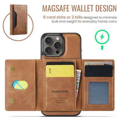 For iPhone 16 Pro Max MAGKING K2 Series MagSafe RFID Card Bag Detachable Phone Case(Brown) by MAGKING