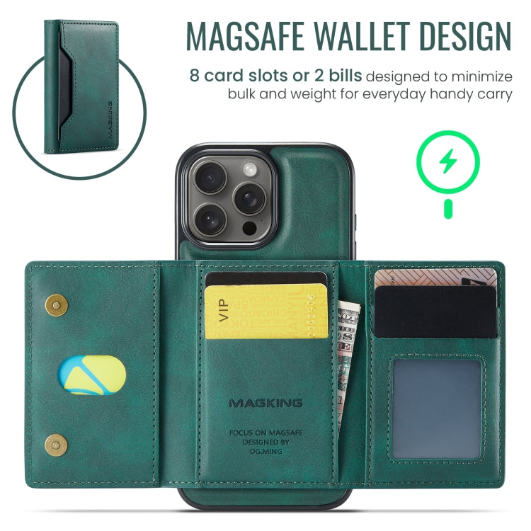For iPhone 16 Pro Max MAGKING K2 Series MagSafe RFID Card Bag Detachable Phone Case(Green) by MAGKING