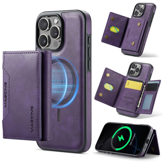 For iPhone 16 Pro MAGKING K2 Series MagSafe RFID Card Bag Detachable Phone Case(Purple) by MAGKING