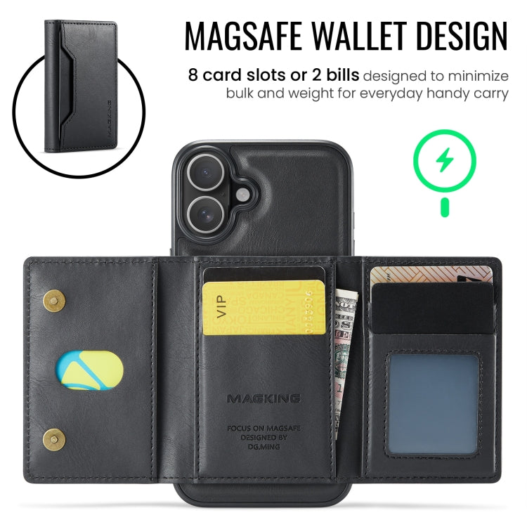 For iPhone 16 MAGKING K2 Series MagSafe RFID Card Bag Detachable Phone Case(Black) by MAGKING