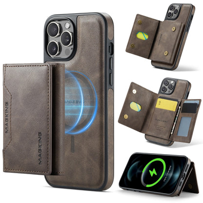 For iPhone 12 Pro Max MAGKING K2 Series MagSafe RFID Card Bag Detachable Phone Case(Coffee) by MAGKING
