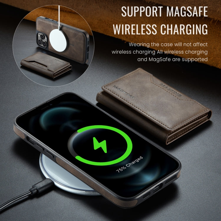 For iPhone 12 Pro Max MAGKING K2 Series MagSafe RFID Card Bag Detachable Phone Case(Coffee) by MAGKING