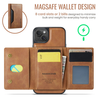 For iPhone 14 Plus MAGKING K2 Series MagSafe RFID Card Bag Detachable Phone Case(Brown) by MAGKING