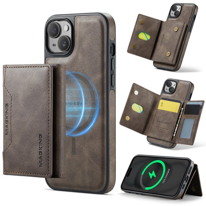 For iPhone 14 MAGKING K2 Series MagSafe RFID Card Bag Detachable Phone Case(Coffee) by MAGKING