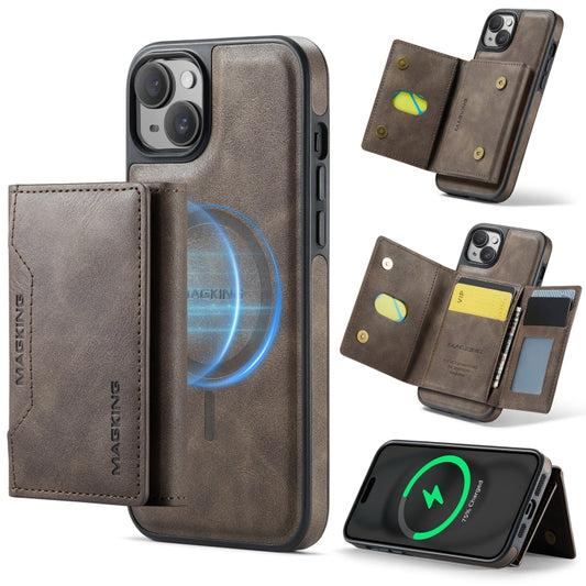 For iPhone 14 MAGKING K2 Series MagSafe RFID Card Bag Detachable Phone Case(Coffee) by MAGKING
