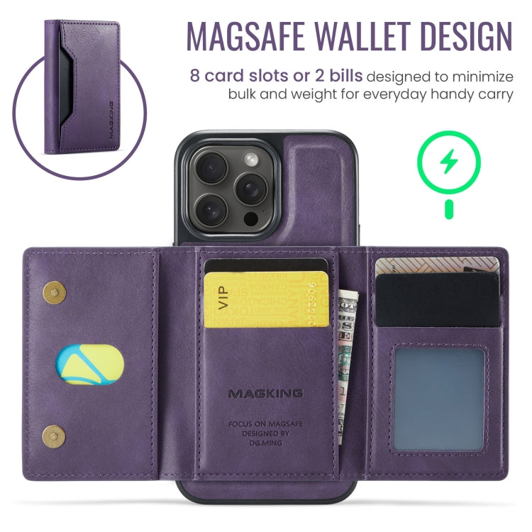 For iPhone 14 Pro MAGKING K2 Series MagSafe RFID Card Bag Detachable Phone Case(Purple) by MAGKING