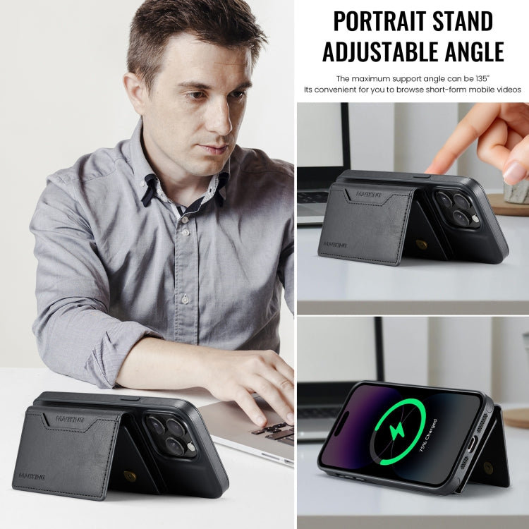 For iPhone 14 Pro Max MAGKING K2 Series MagSafe RFID Card Bag Detachable Phone Case(Black) by MAGKING