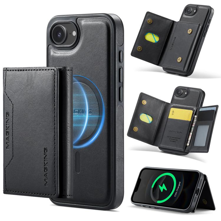 For iPhone 16e MAGKING K2 Series MagSafe RFID Card Bag Detachable Phone Case(Black) by MAGKING