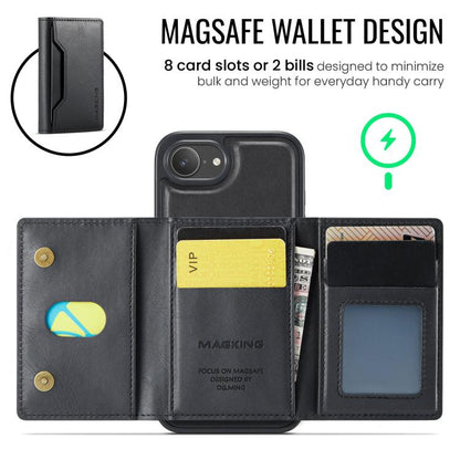 For iPhone 16e MAGKING K2 Series MagSafe RFID Card Bag Detachable Phone Case(Black) by MAGKING