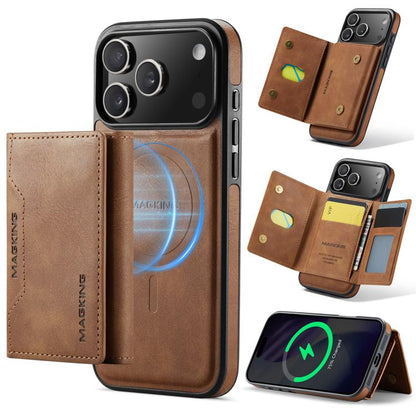 For iPhone 17 Pro Max MAGKING K2 Series MagSafe RFID Card Bag Detachable Phone Case(Brown) by MAGKING