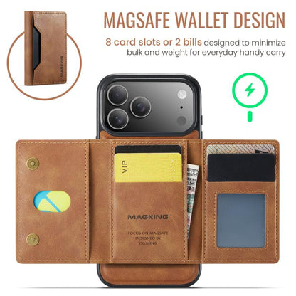 For iPhone 17 Pro Max MAGKING K2 Series MagSafe RFID Card Bag Detachable Phone Case(Brown) by MAGKING