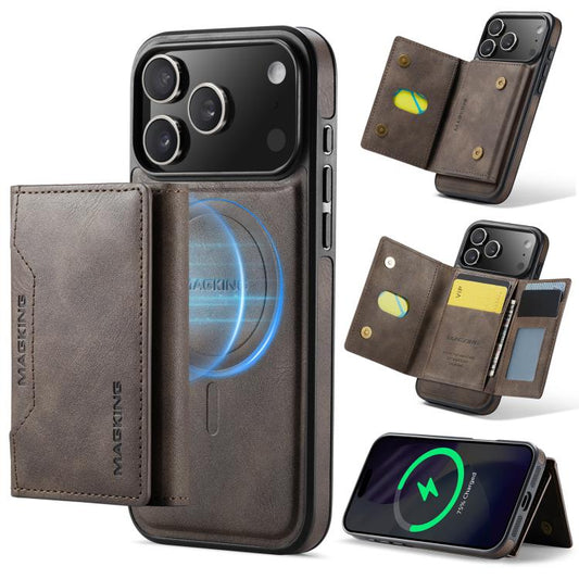 For iPhone 17 Pro Max MAGKING K2 Series MagSafe RFID Card Bag Detachable Phone Case(Coffee) by MAGKING