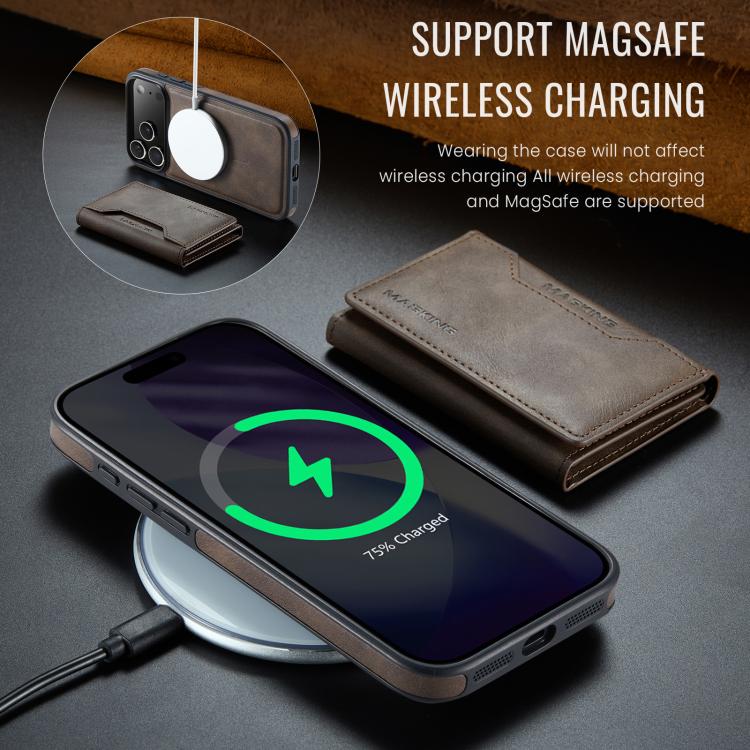 For iPhone 17 Pro Max MAGKING K2 Series MagSafe RFID Card Bag Detachable Phone Case(Coffee) by MAGKING