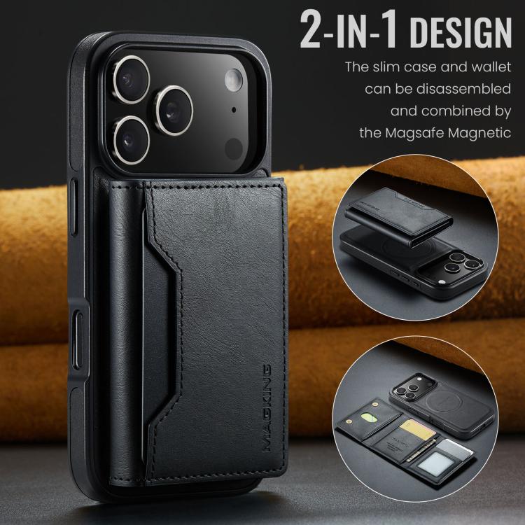 For iPhone 17 Pro MAGKING K2 Series MagSafe RFID Card Bag Detachable Phone Case(Black) by MAGKING