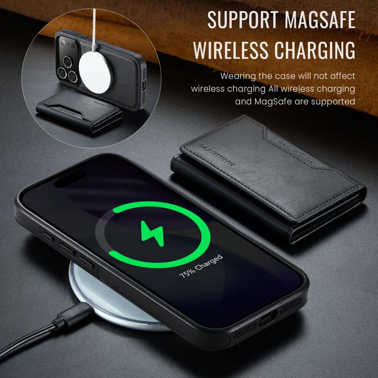 For iPhone 17 Pro MAGKING K2 Series MagSafe RFID Card Bag Detachable Phone Case(Black) by MAGKING