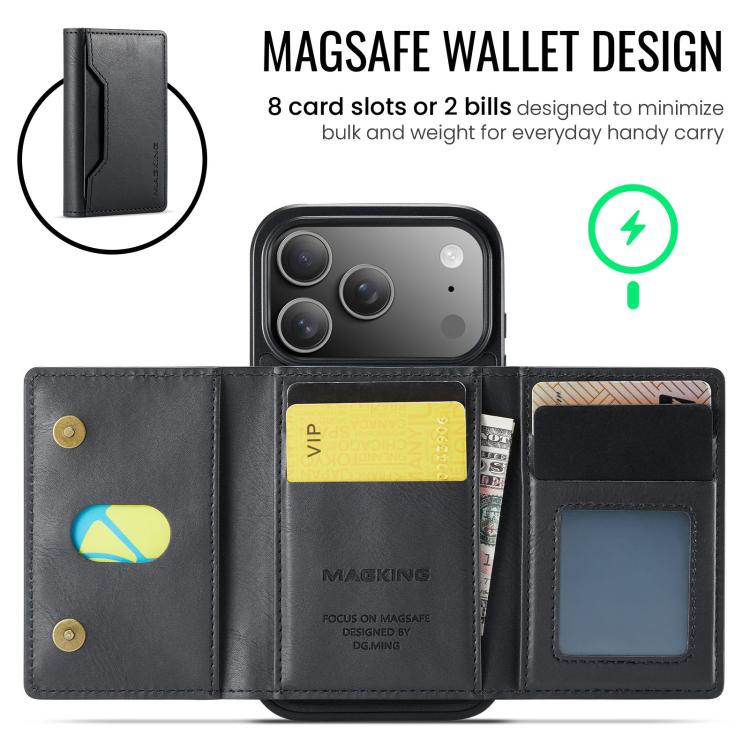 For iPhone 17 Pro MAGKING K2 Series MagSafe RFID Card Bag Detachable Phone Case(Black) by MAGKING