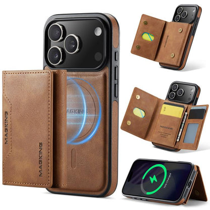 For iPhone 17 Pro MAGKING K2 Series MagSafe RFID Card Bag Detachable Phone Case(Brown) by MAGKING