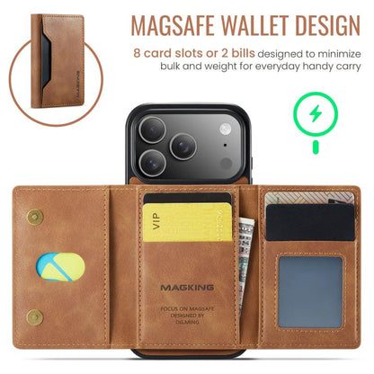 For iPhone 17 Pro MAGKING K2 Series MagSafe RFID Card Bag Detachable Phone Case(Brown) by MAGKING