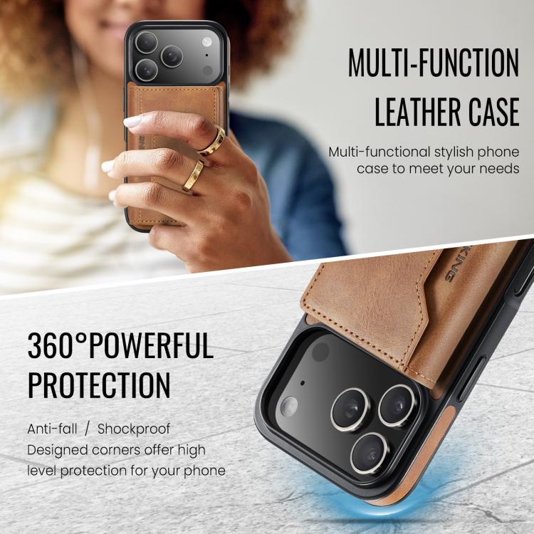 For iPhone 17 Pro MAGKING K2 Series MagSafe RFID Card Bag Detachable Phone Case(Brown) by MAGKING