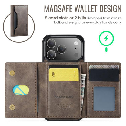 For iPhone 17 Pro MAGKING K2 Series MagSafe RFID Card Bag Detachable Phone Case(Coffee) by MAGKING