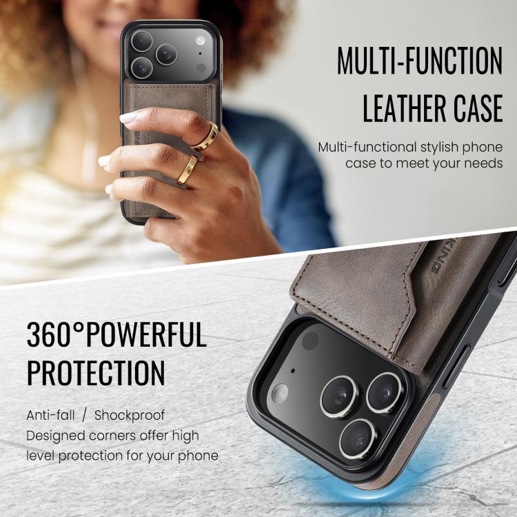 For iPhone 17 Pro MAGKING K2 Series MagSafe RFID Card Bag Detachable Phone Case(Coffee) by MAGKING