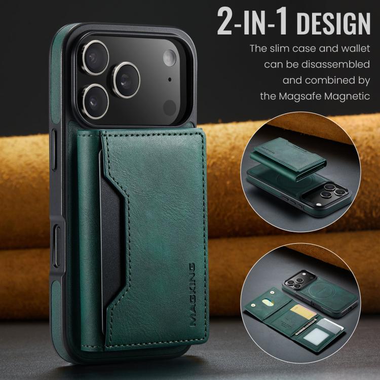 For iPhone 17 Pro MAGKING K2 Series MagSafe RFID Card Bag Detachable Phone Case(Green) by MAGKING