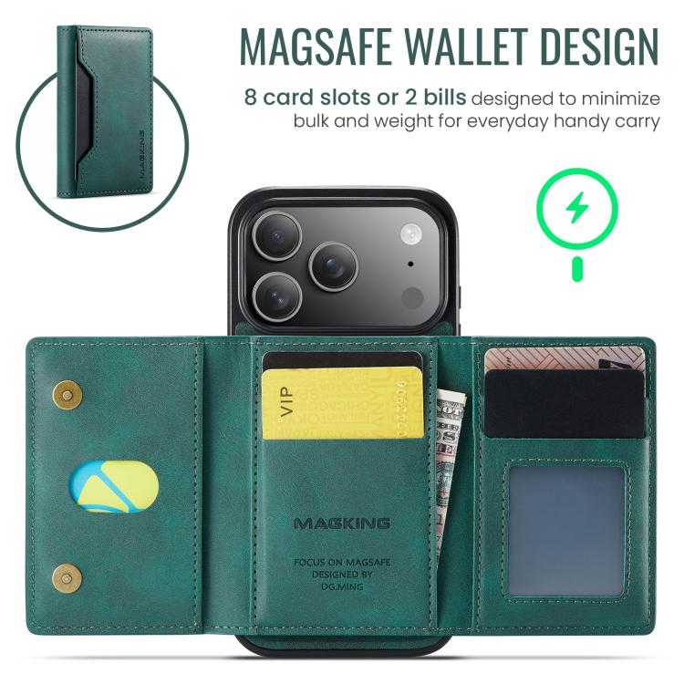 For iPhone 17 Pro MAGKING K2 Series MagSafe RFID Card Bag Detachable Phone Case(Green) by MAGKING