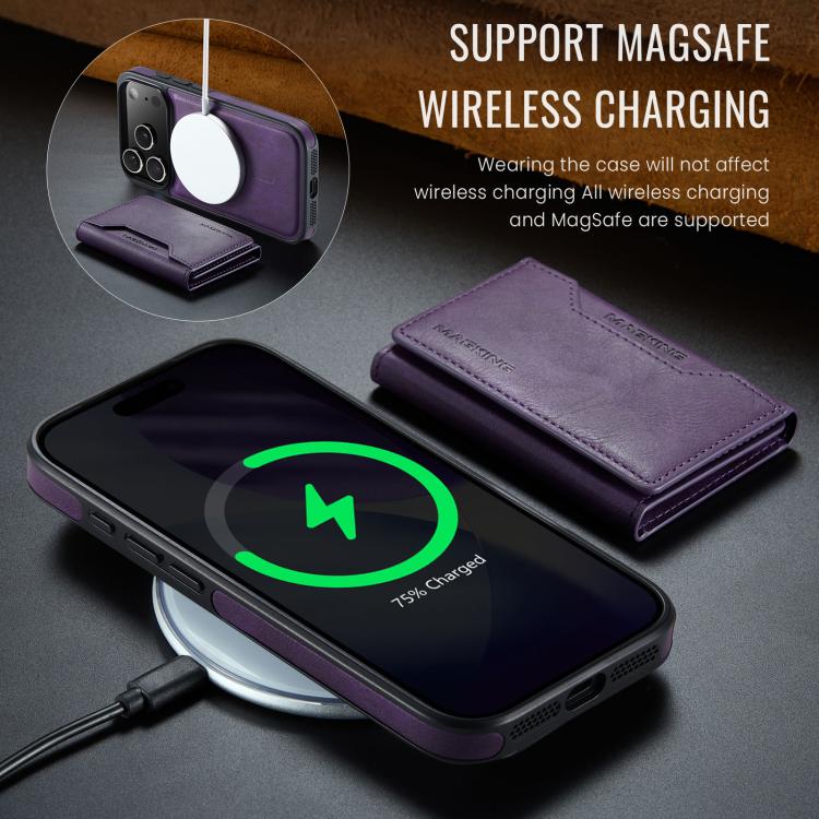For iPhone 17 Pro MAGKING K2 Series MagSafe RFID Card Bag Detachable Phone Case(Purple) by MAGKING