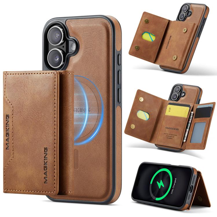For iPhone 17 MAGKING K2 Series MagSafe RFID Card Bag Detachable Phone Case(Brown) by MAGKING