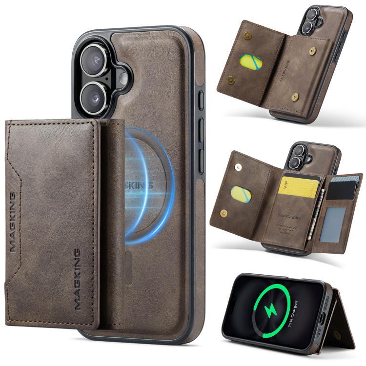 For iPhone 17 MAGKING K2 Series MagSafe RFID Card Bag Detachable Phone Case(Coffee) by MAGKING