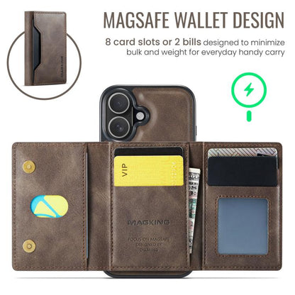 For iPhone 17 MAGKING K2 Series MagSafe RFID Card Bag Detachable Phone Case(Coffee) by MAGKING